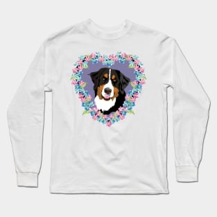 Bernese Mt dog Lover heart purple pink Long Sleeve T-Shirt